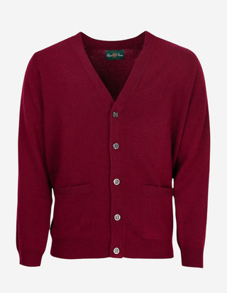 Cornwall Cardigan Lammull Vinröd