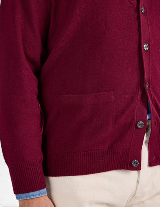 Cornwall Cardigan Lammull Vinröd