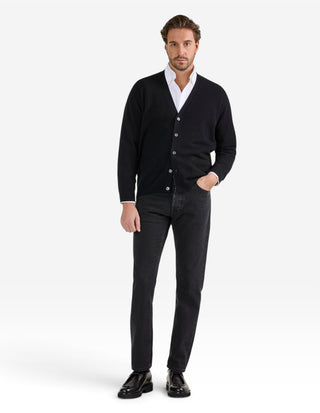Cornwall Cardigan Lammull Svart