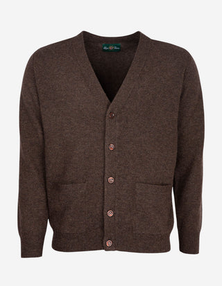Cornwall Cardigan Lammull Mörkbrun