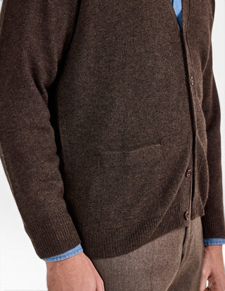 Cornwall Cardigan Lammull Mörkbrun