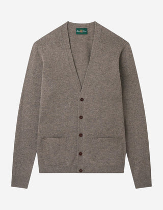 Cornwall Cardigan Lammull Gråbeige