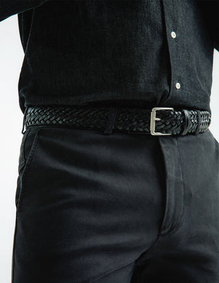 Braided Leather Belt Black