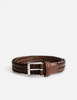 Braided Leather Belt Cognac