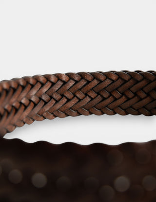 Braided Leather Belt Cognac