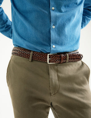 Braided Leather Belt Cognac
