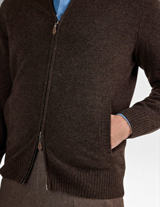 Ballater Cardigan Lammull Mörkbrun