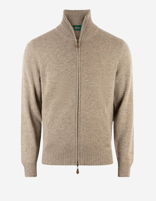 Ballater Cardigan Lammull Gråbeige