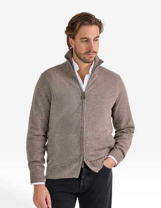 Ballater Cardigan Lammull Gråbeige