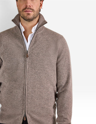Ballater Cardigan Lammull Gråbeige