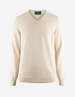 Rothwell Tröja V-ringad Bomull Cashmere Beige