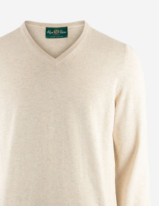 Rothwell Tröja V-ringad Bomull Cashmere Beige
