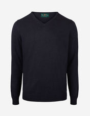 Rothwell Tröja V-ringad Bomull Cashmere Mörkblå
