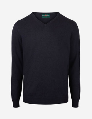 Rothwell Tröja V-ringad Bomull Cashmere Mörkblå