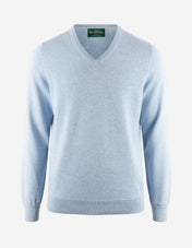 Rothwell Tröja V-ringad Bomull Cashmere Stålblå