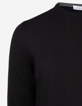 Fashion Fit Crew Neck Merino Pullover Black