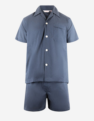 Plaza Pyjamas Bomull Navy Prickig