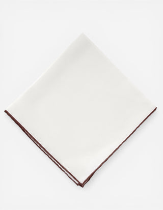 Pocket Square Silk Colored Edging White/Wine
