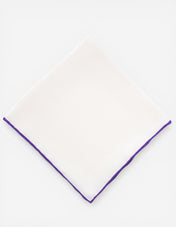 Pocket Square Silk Colored Edging White/Purple