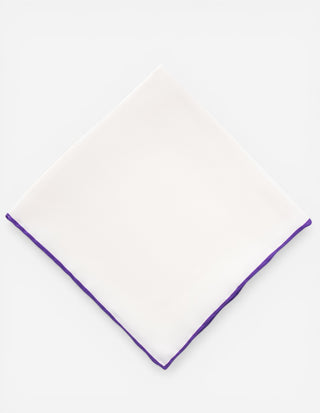 Pocket Square Silk Colored Edging White/Purple