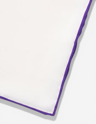 Pocket Square Silk Colored Edging White/Purple