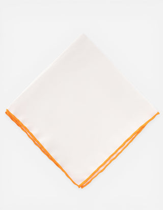 Pocket Square Silk Colored Edging White/Orange