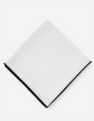 Pocket Square Silk Colored Edging White/Black