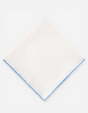 Pocket Square Silk Colored Edging White/Light Blue