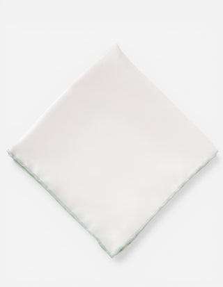 Pocket Square Silk Colored Edging White/Light Green
