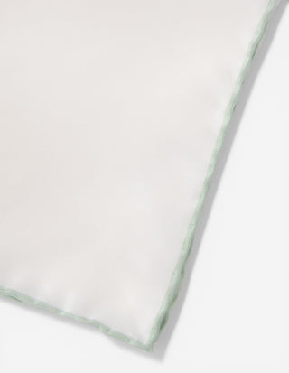 Pocket Square Silk Colored Edging White/Light Green