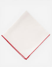 Pocket Square Silk Colored Edging White/Red