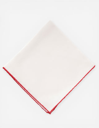 Pocket Square Silk Colored Edging White/Red