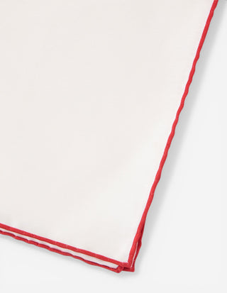 Pocket Square Silk Colored Edging White/Red