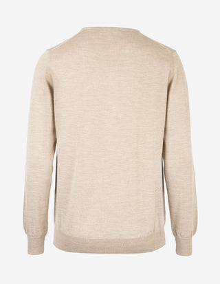 Tröja V-ringad Merinoull Beige