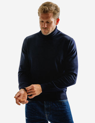 Roll Neck Merino Navy