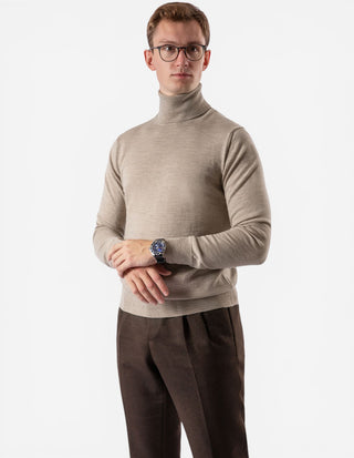Roll Neck Merino Sand