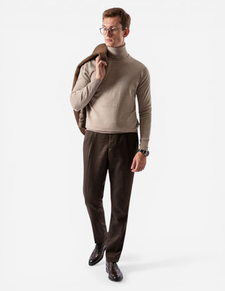 Roll Neck Merino Sand