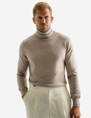 Roll Neck Merino Sand