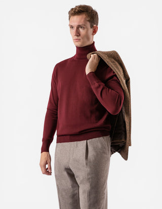 Roll Neck Merino Bordeaux
