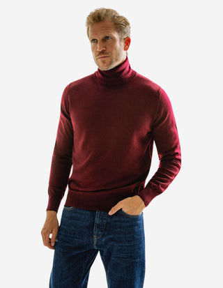 Roll Neck Merino Bordeaux