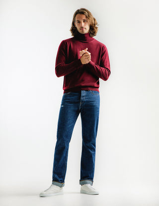 Roll Neck Merino Bordeaux