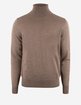 Roll Neck Merino Brown Melange