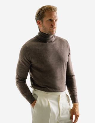 Roll Neck Merino Brown Melange