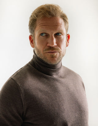 Roll Neck Merino Brown Melange
