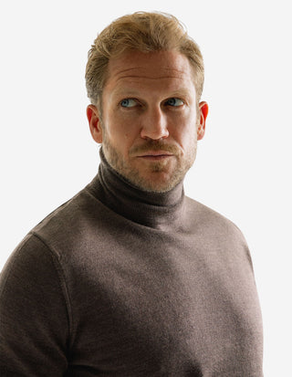 Roll Neck Merino Brown Melange