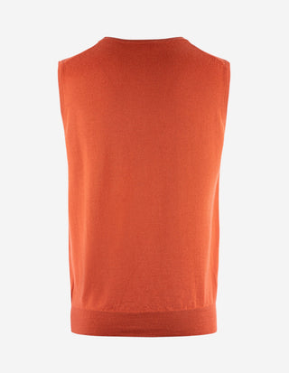 Väst Finstickad Merinoull Orange
