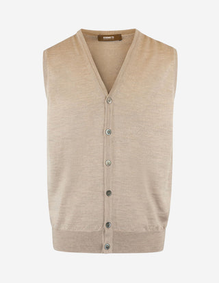 Väst Finstickad Merinoull Beige