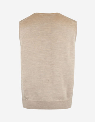 Väst Finstickad Merinoull Beige