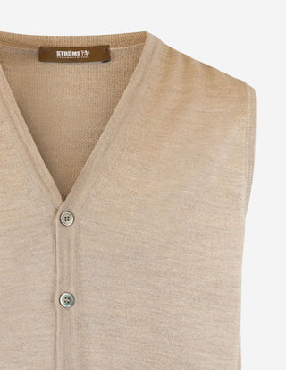 Väst Finstickad Merinoull Beige