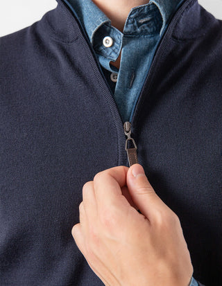 Half Zip Tröja Merinoull Navy